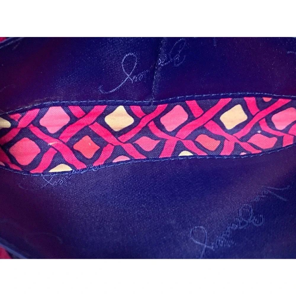 Vera Bradley Quilted Cotton Crossbody Bag Navy Pink Floral Geometric Print#899